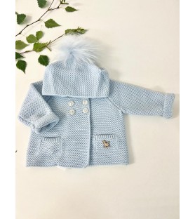 Chaquetón pompón celeste