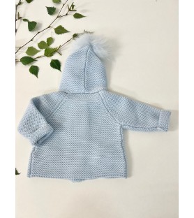 Chaquetón pompón celeste