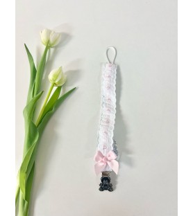 Chupetero Tira bordada Rosa