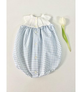 Pelele de punto Blanco Celeste