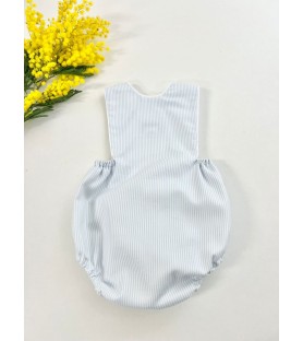 Peto botones Rallas celeste